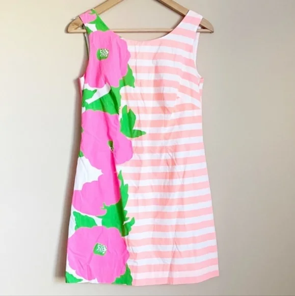 LILLY PULITZER Delia Floral Stripe Scoop Neck Sleeveless Shift Dress EUC - Picture 7 of 12